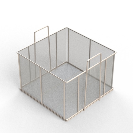 Anysizebasket Rectangular Wire Mesh Basket: 18Lx18Wx12H, 304 SS, 5/16 Rod Frame, Stacking Handles, Mesh: 30 x .012 TMT-180180120-A30S